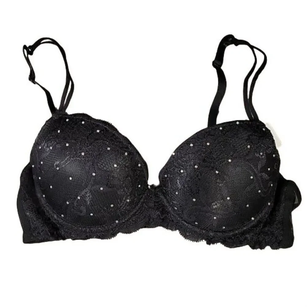 Hers by Herman Lace Push-up Bra & Thong Set Sz 32B